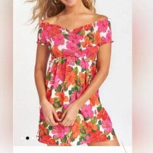 Show Me Your MuMu Mandy Smocked Mini Dress Women’s Medium Bahama Mama Tropical